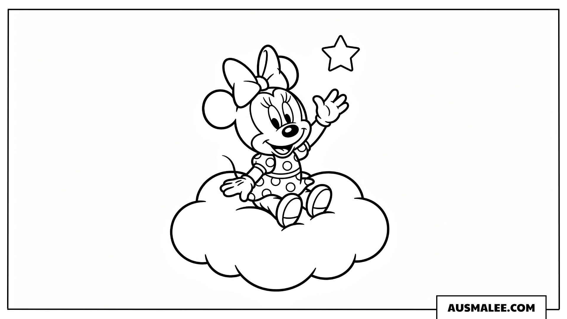 Baby Minnie auf der Wolke ausmalbild