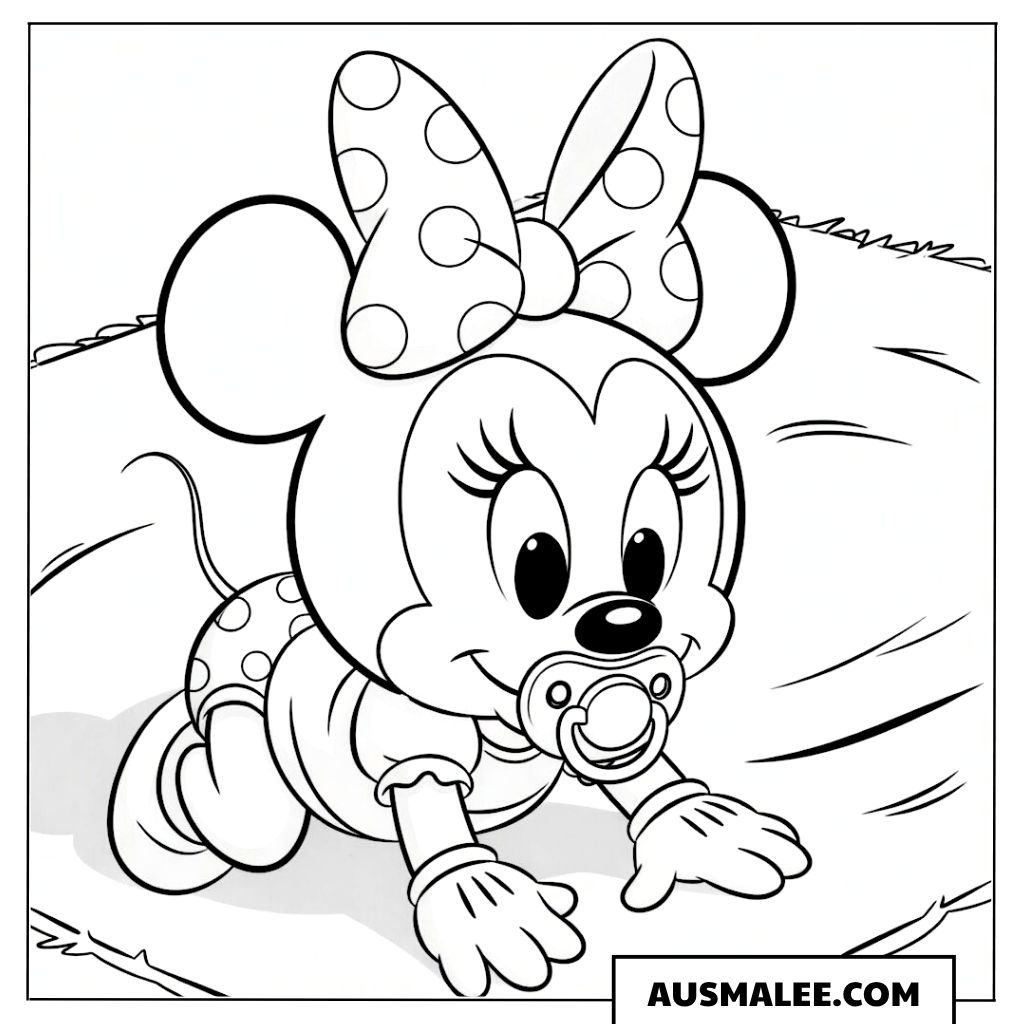 Baby Minnie krabbelt ausmalbild