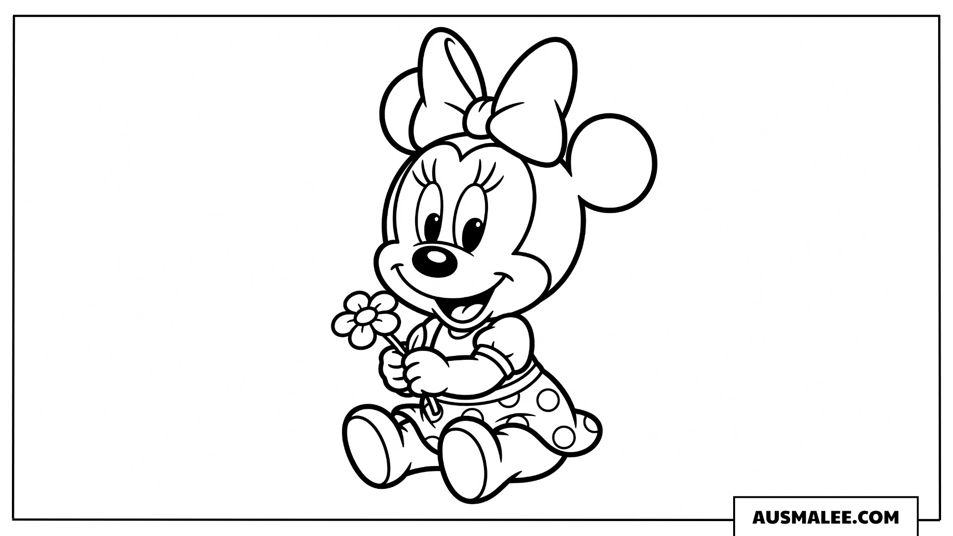 Baby Minnie mit Blumen ausmalbild