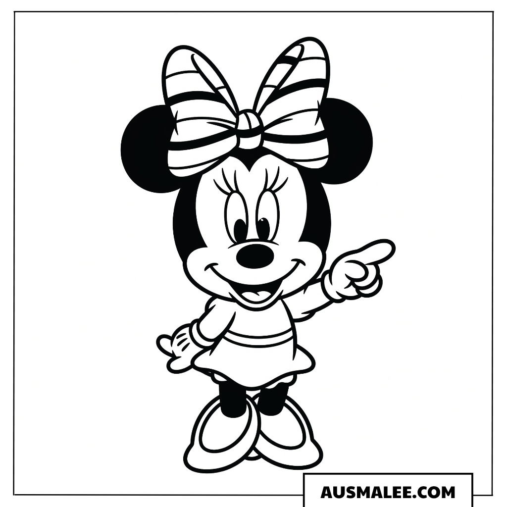 Baby Minnie zeigt mit dem Finger ausmalbild