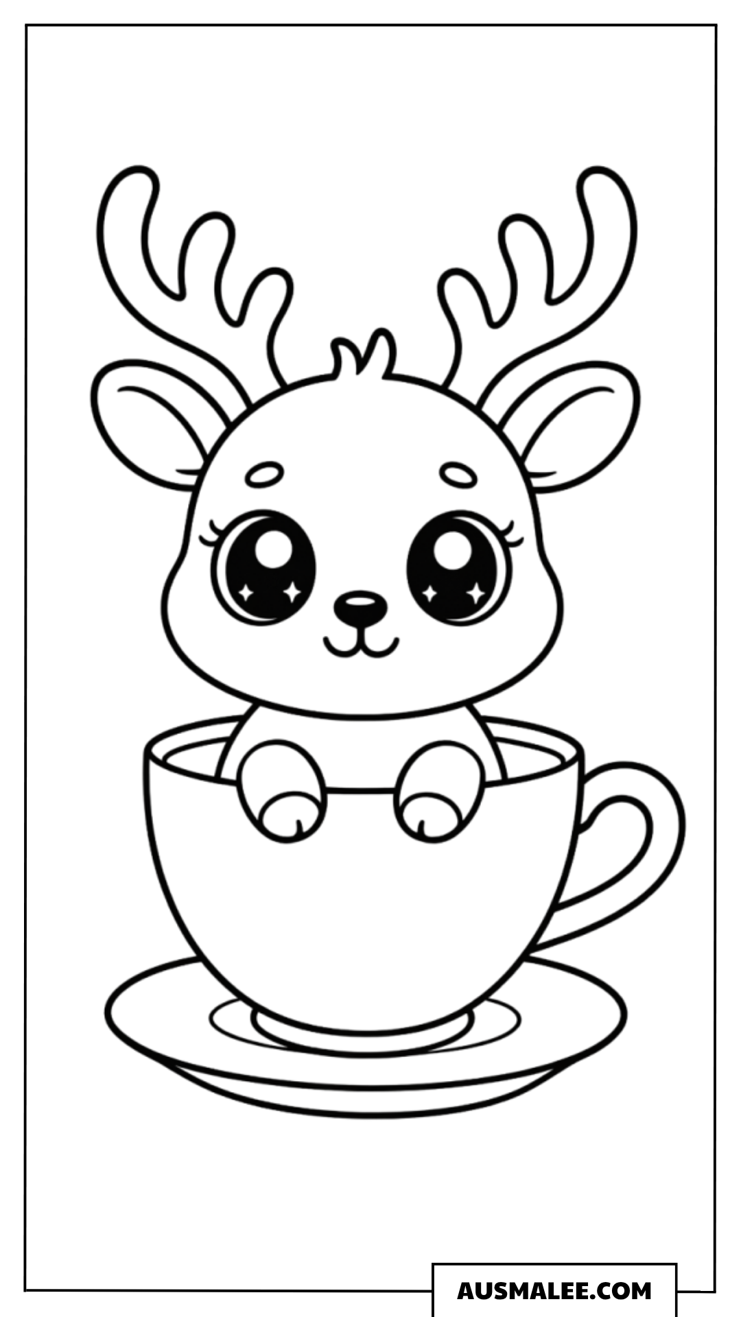 Baby Rentier in der Teetasse ausmalbild