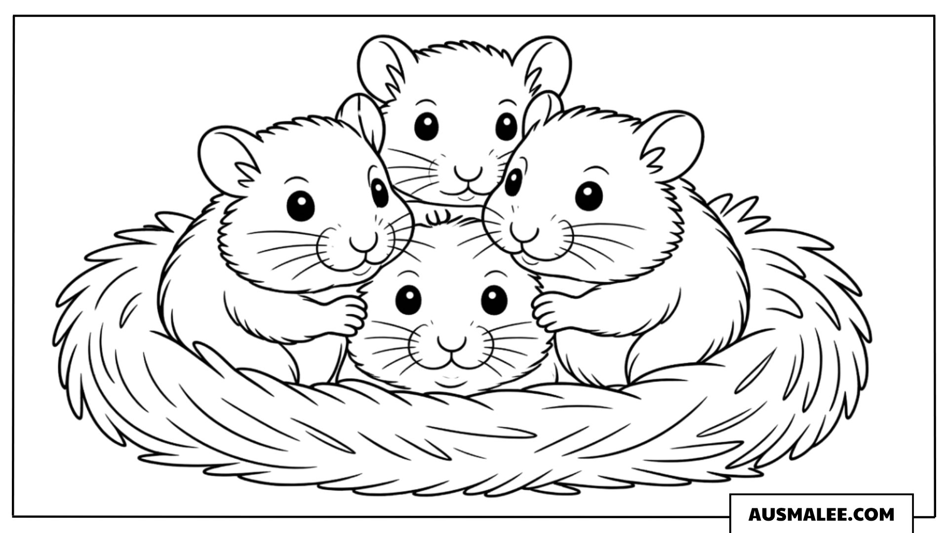 Babyhamster im Nest Ausmalbild