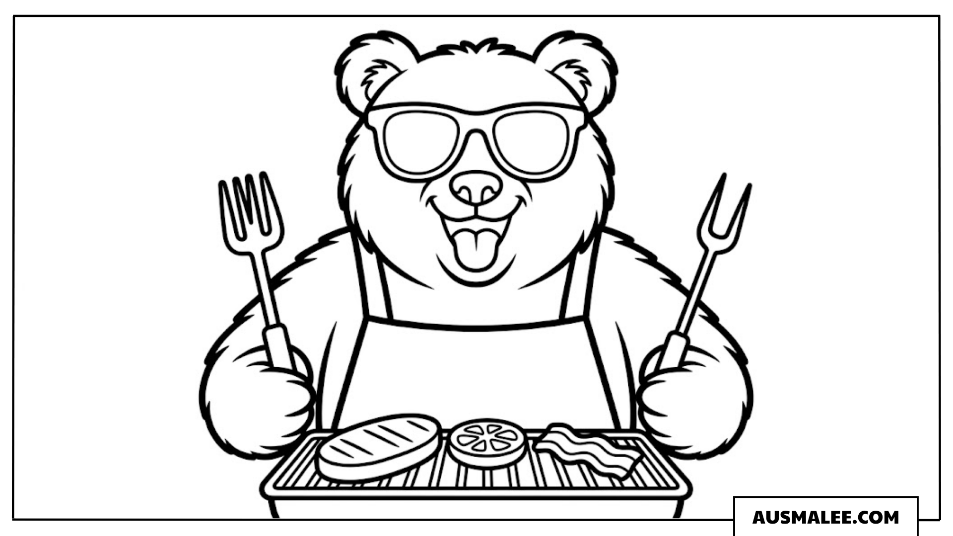 Bär am Grill ausmalbild