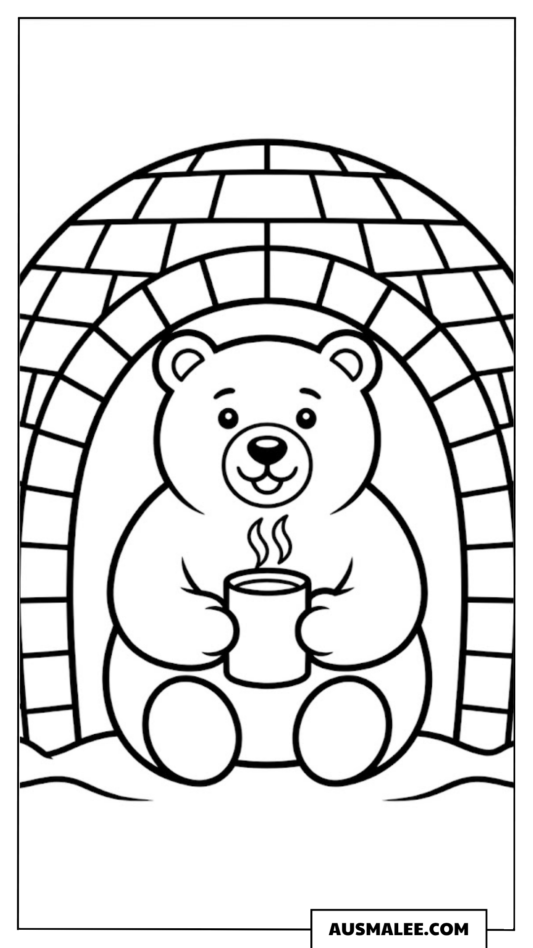 Bär am Kamin ausmalbild