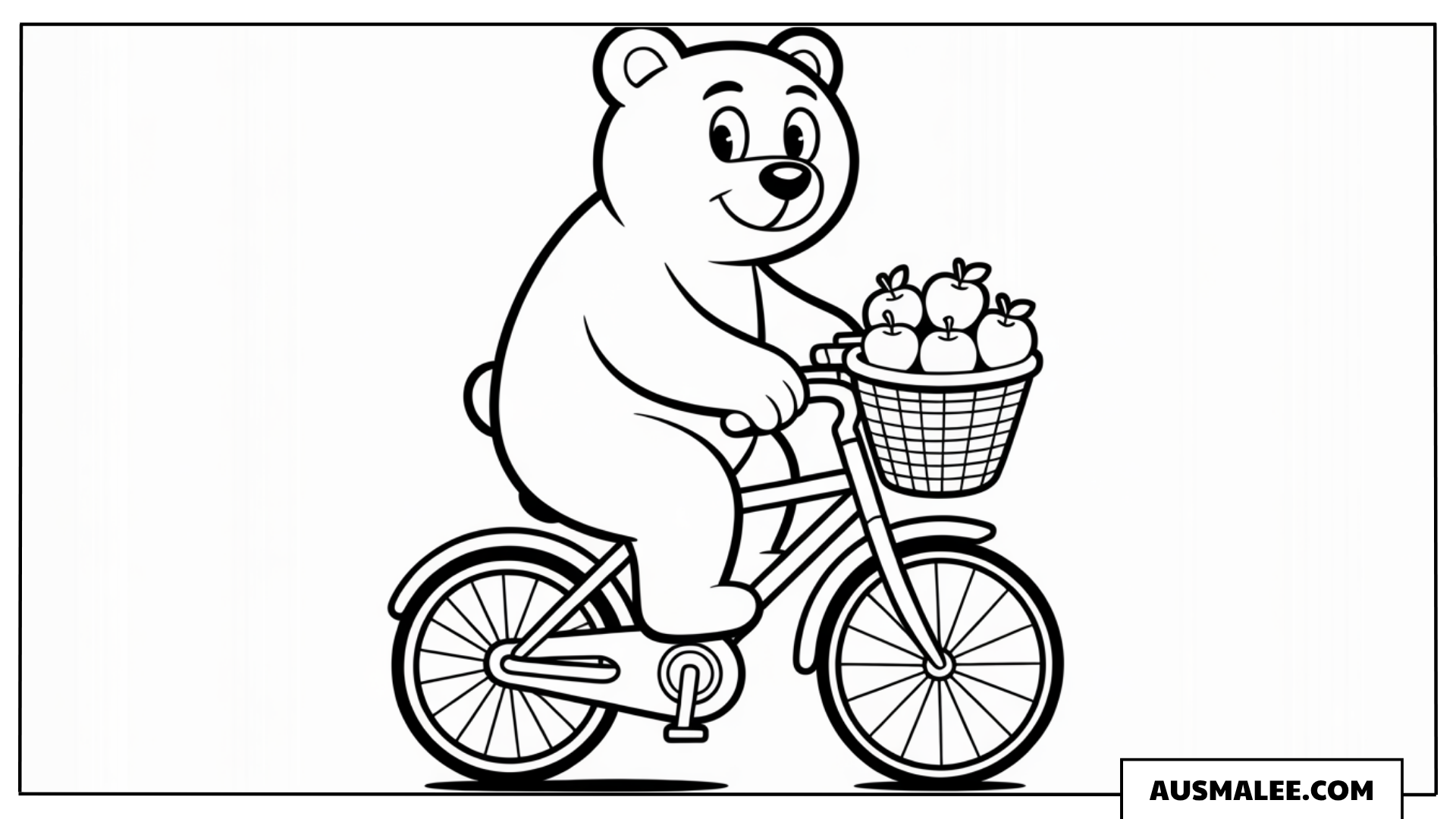 Bär auf dem Fahrrad ausmalbild