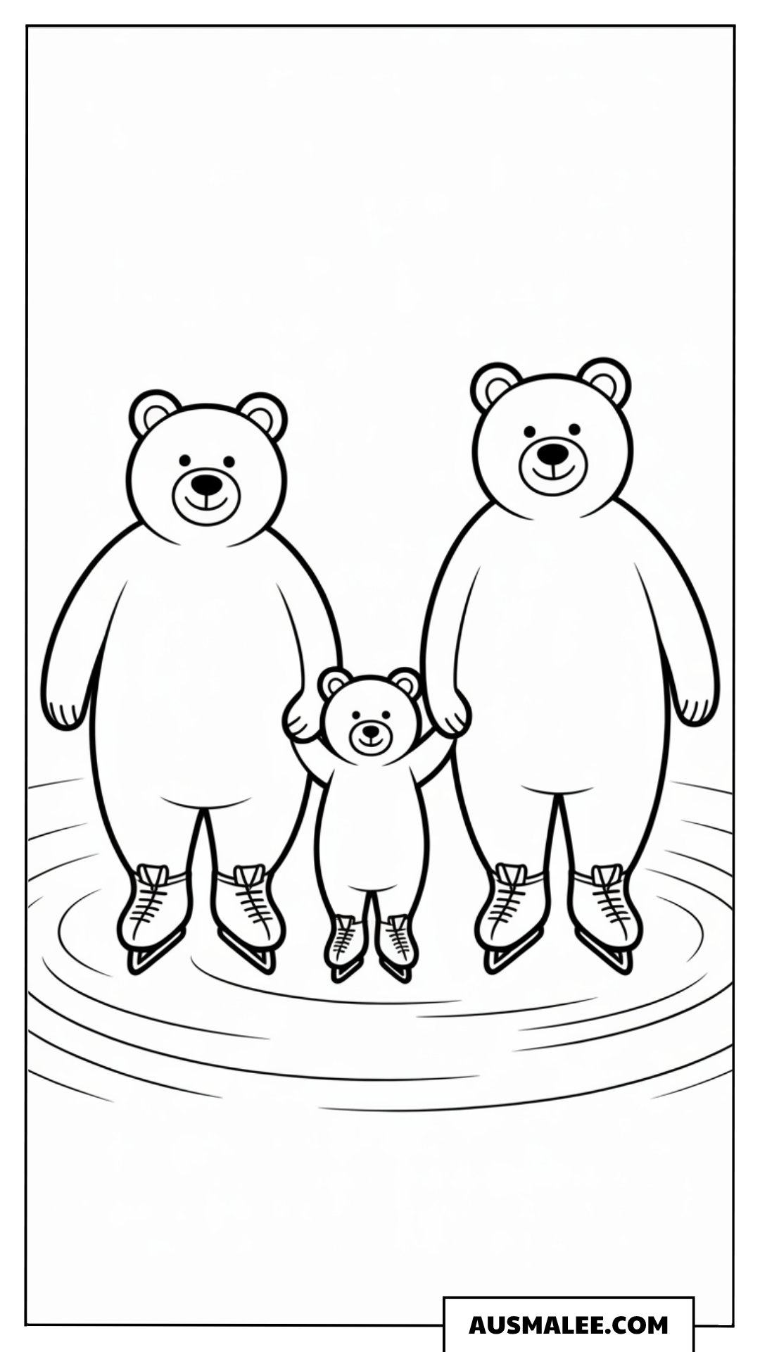 Bärenfamilie auf dem Eis ausmalbild