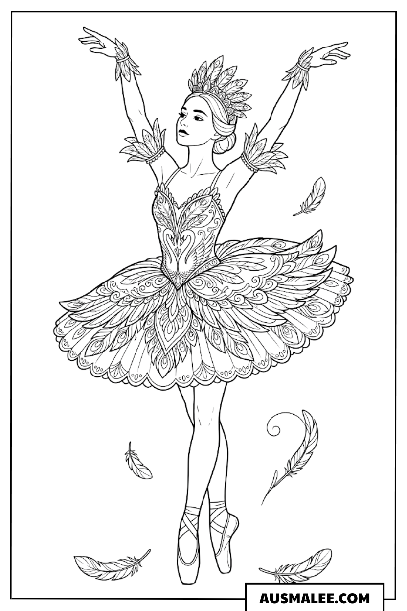 Ballerina als Schwan Ausmalbild