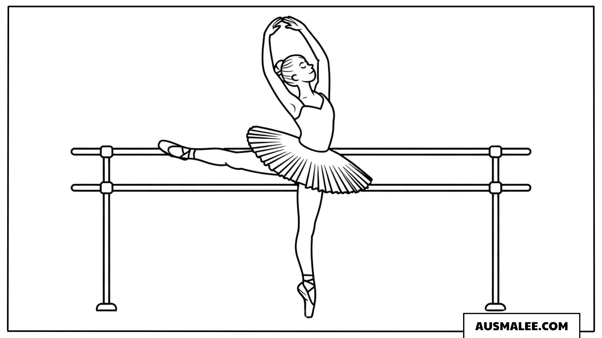 Ballerina an der Stange Ausmalbild