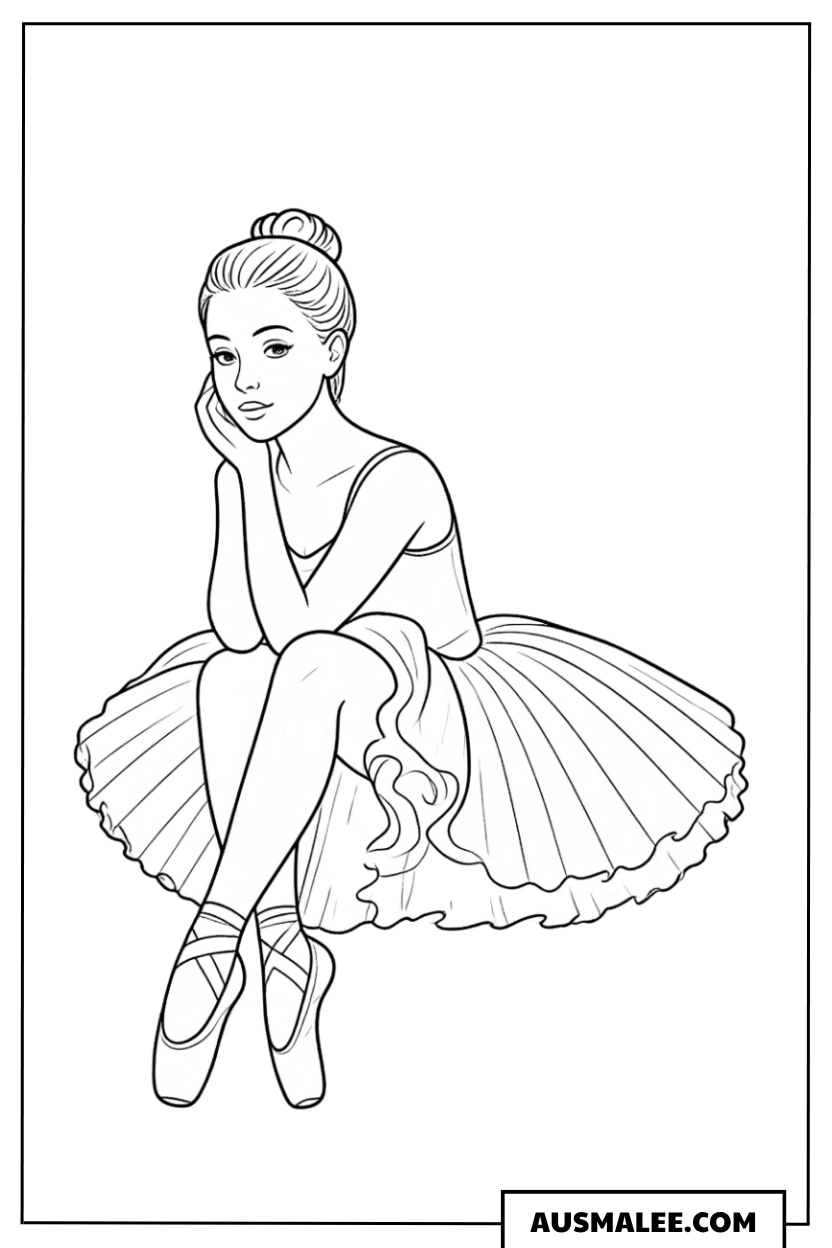 Ballerina auf der Bühne Ausmalbild