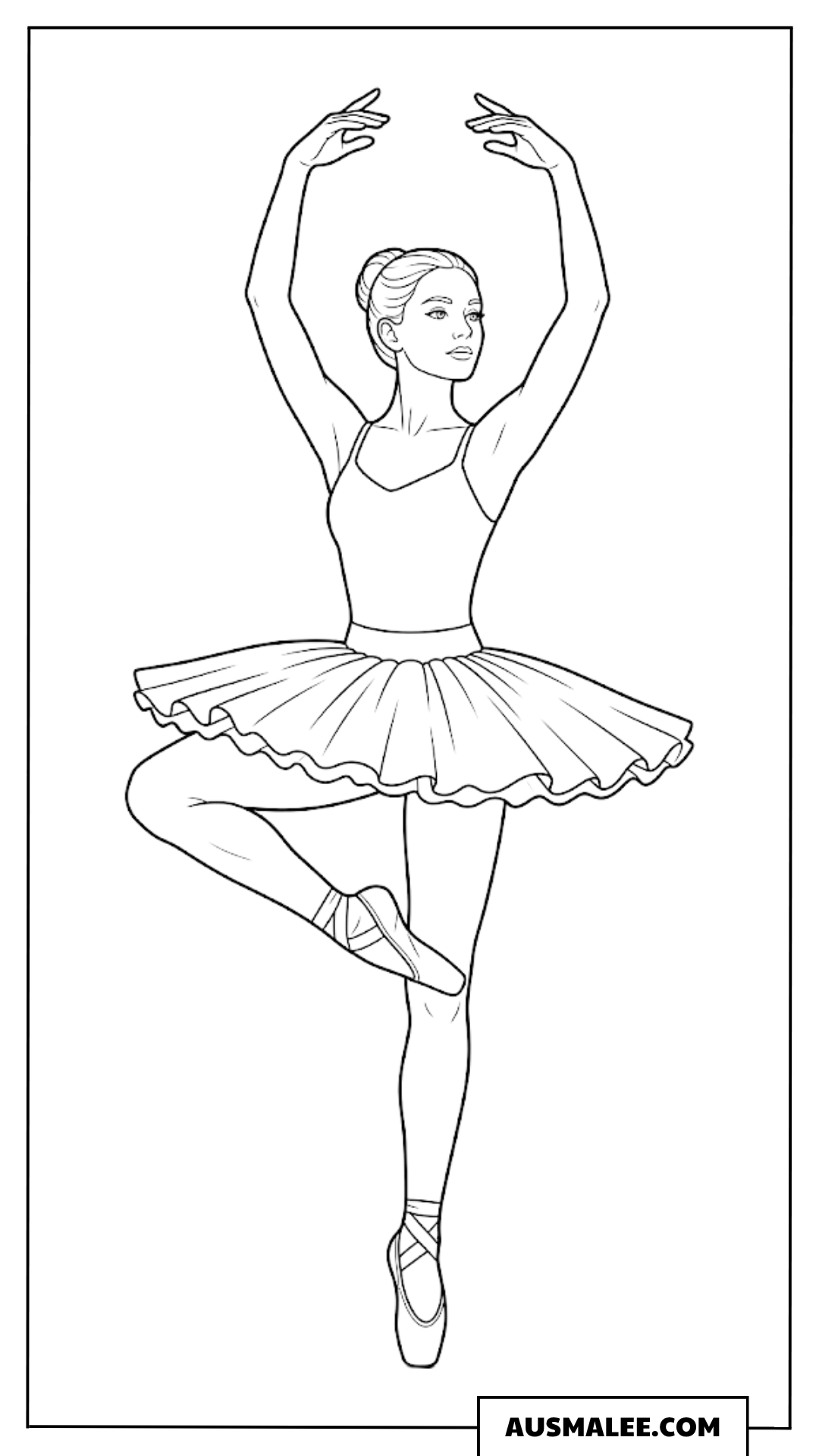Ballerina auf einem Bein Ausmalbild