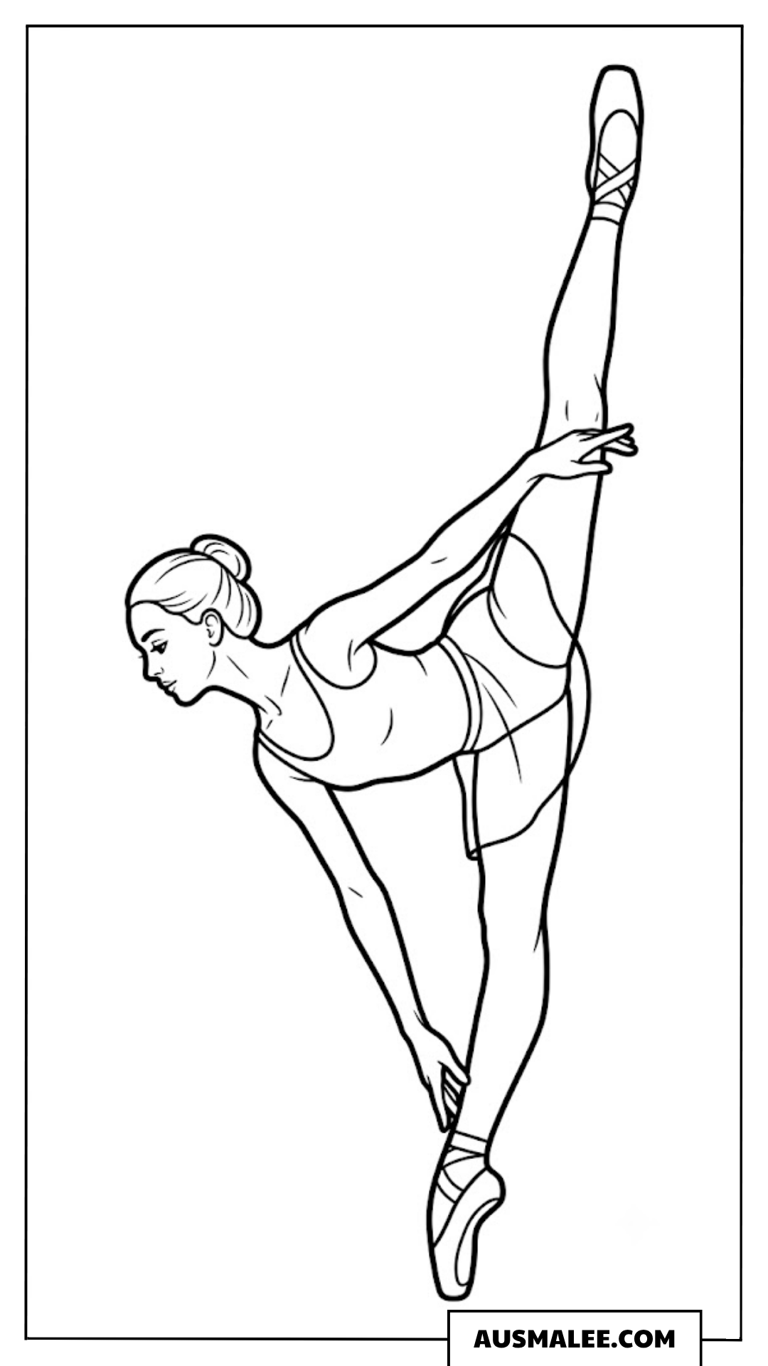 Ballerina im Attitüde Ausmalbild