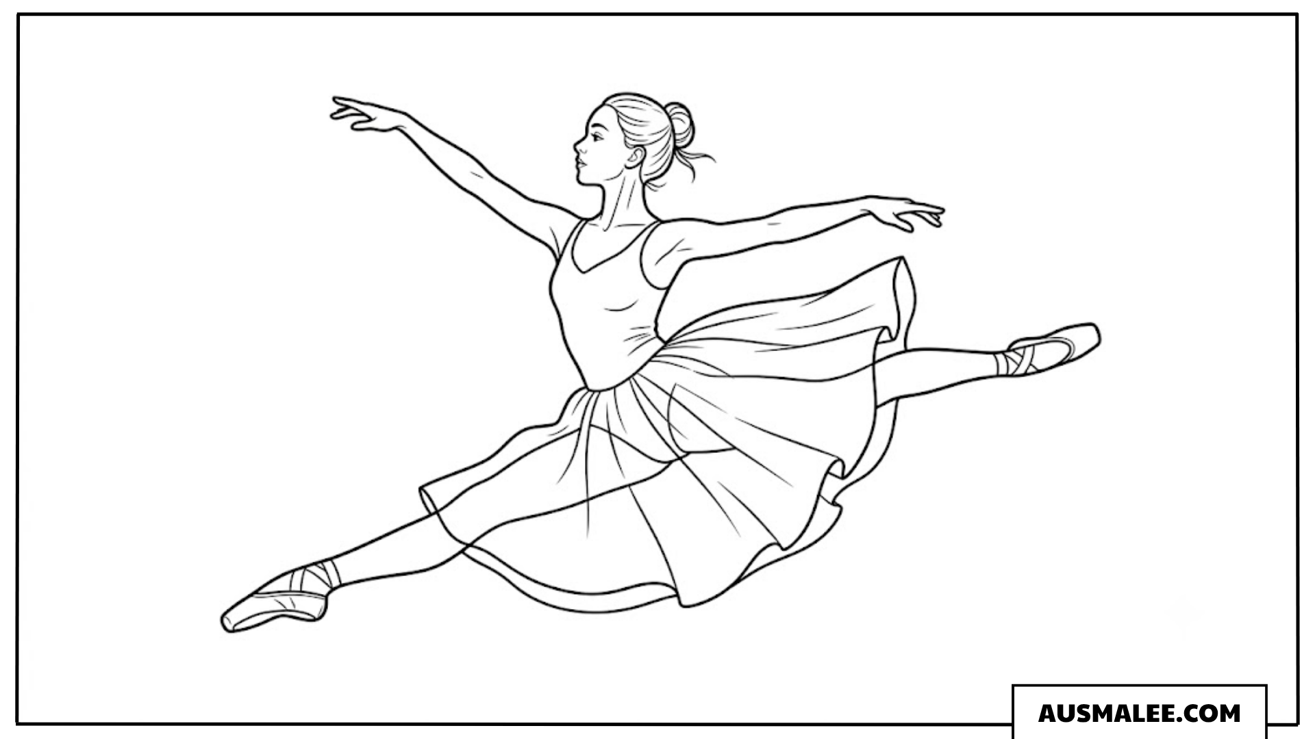 Ballerina im Sprung Ausmalbild