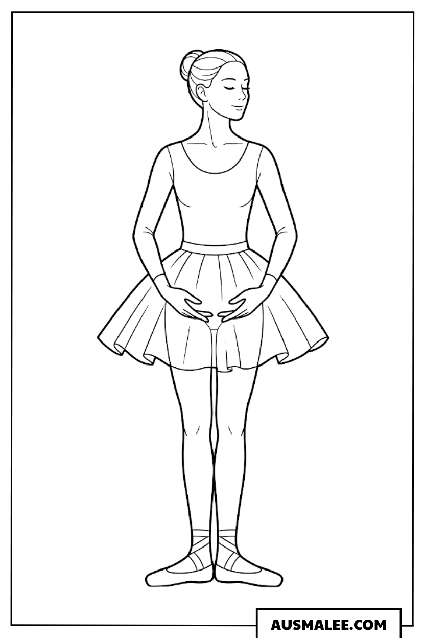 Ballerina in Grundposition Ausmalbild