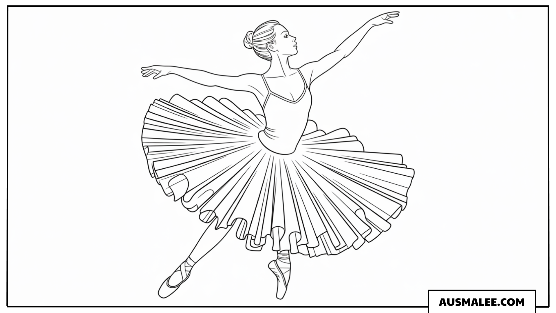 Ballerina in dynamischer Tanzpose Ausmalbild