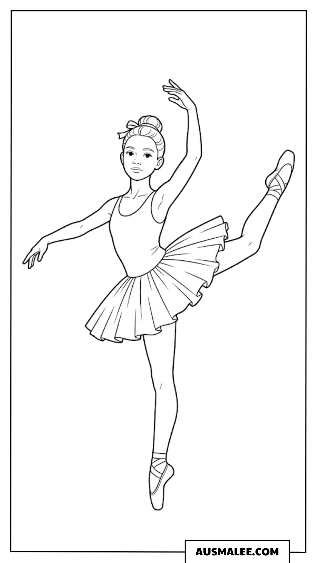 Ballerina in hoher Pose Ausmalbild