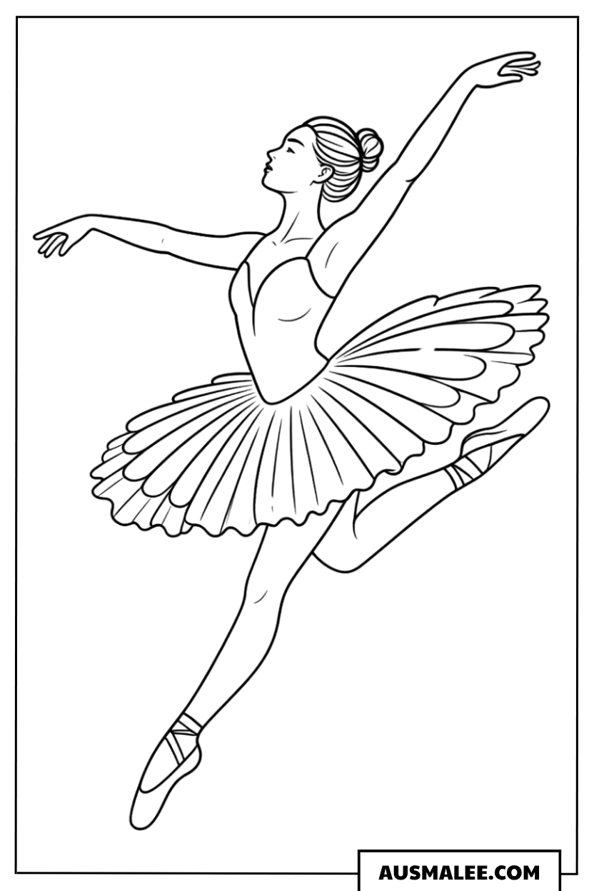 Ballerina mit Schwan Ausmalbild