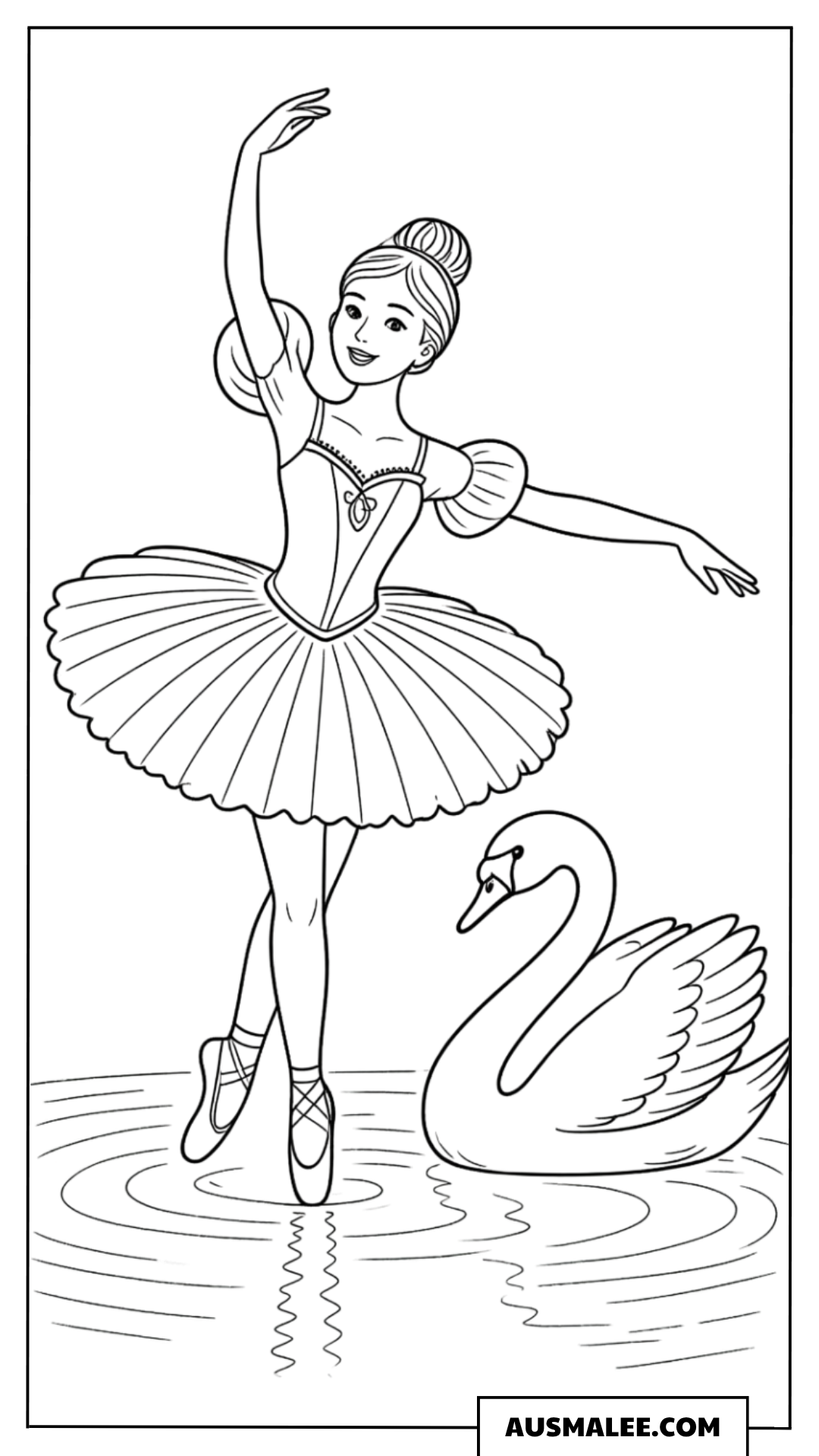Ballerina mit Schwan Ausmalbild