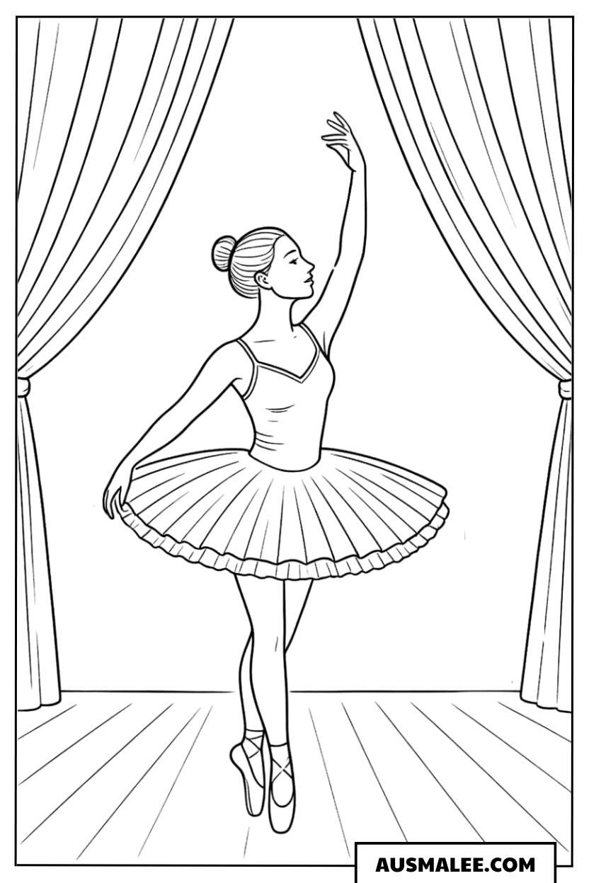 Ballerina mit Tutu und Krone Ausmalbild