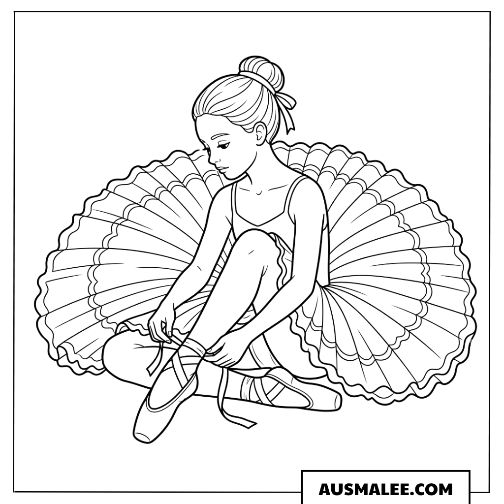 Ballerina mit großem Tutu Ausmalbild