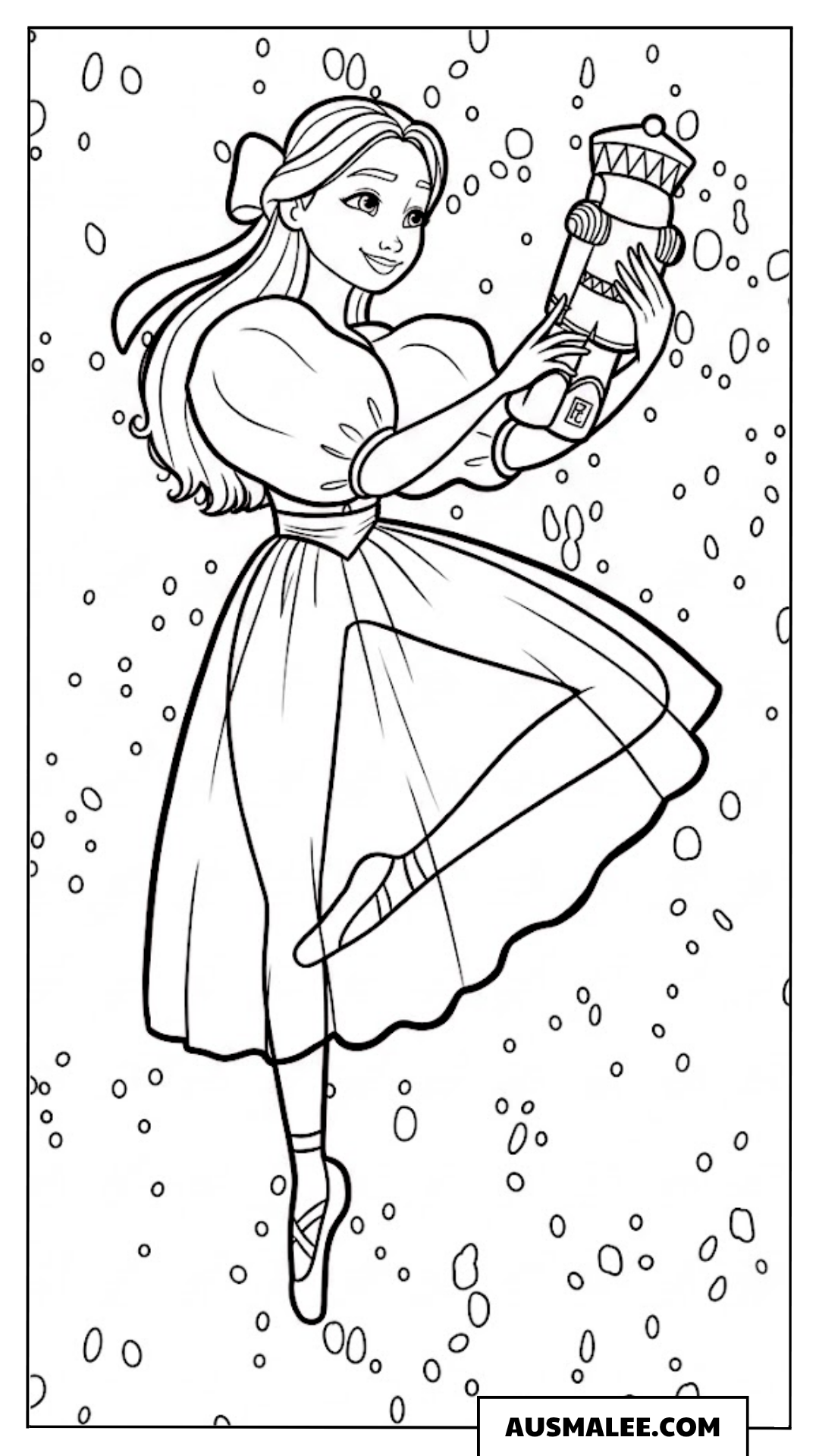 Ballerina und Nussknacker Ausmalbild