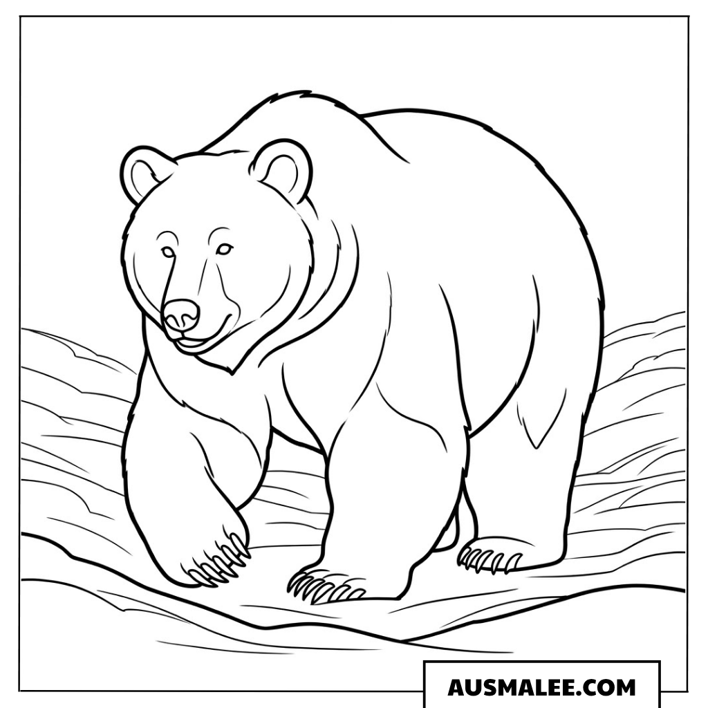 Braunbär in der Winterlandschaft ausmalbild