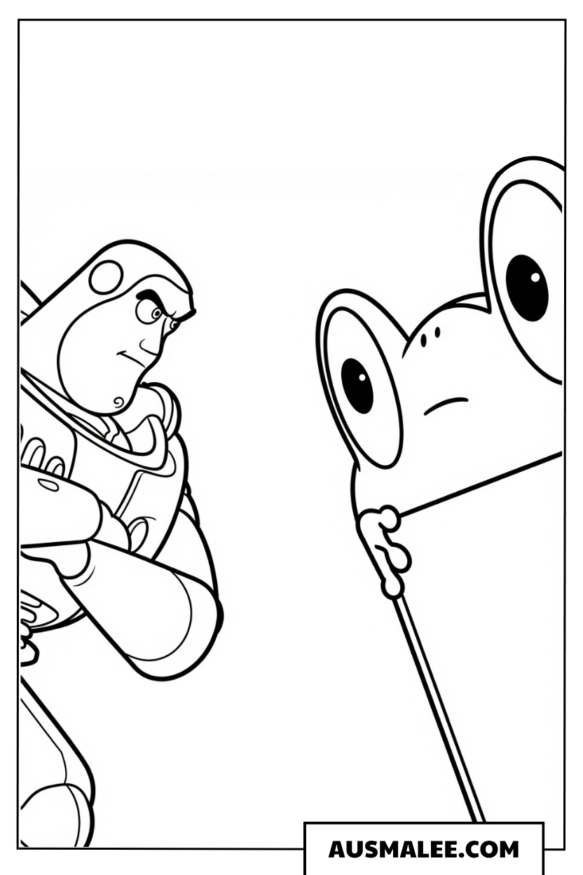 Buzz Lightyear trifft Lily Pad in Toy Story 5 ausmalbild