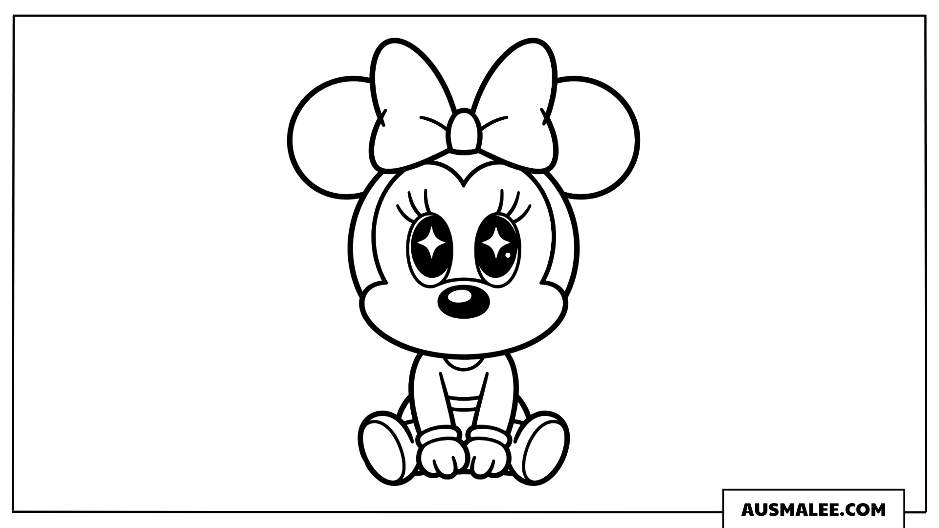 Chibi Baby Minnie sitzt ausmalbild