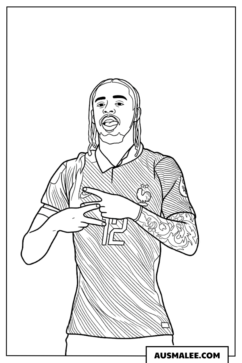 Christopher Nkunku im Frankreich-Trikot Ausmalbild