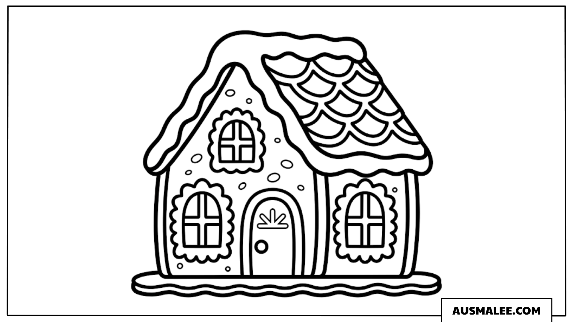 Detailliertes Lebkuchenhaus Ausmalbild