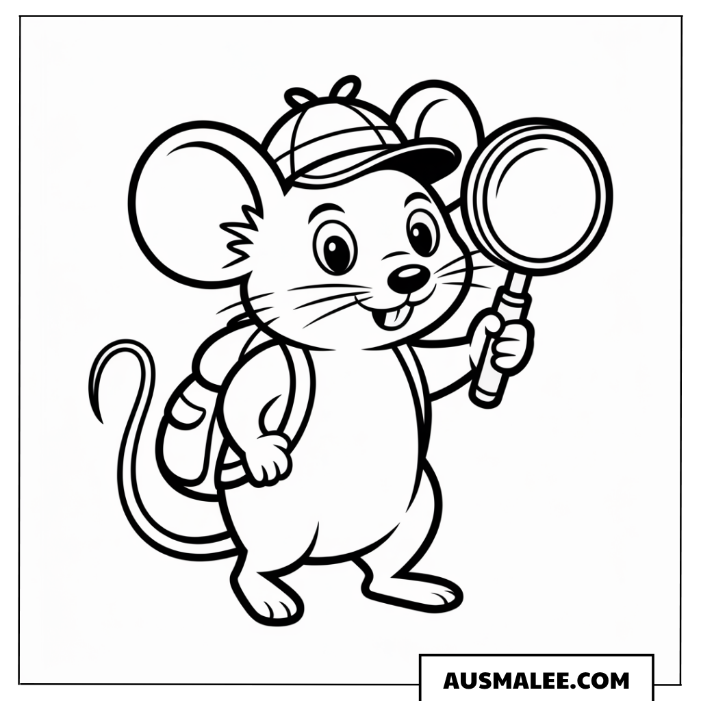 Detektiv Maus ausmalbild