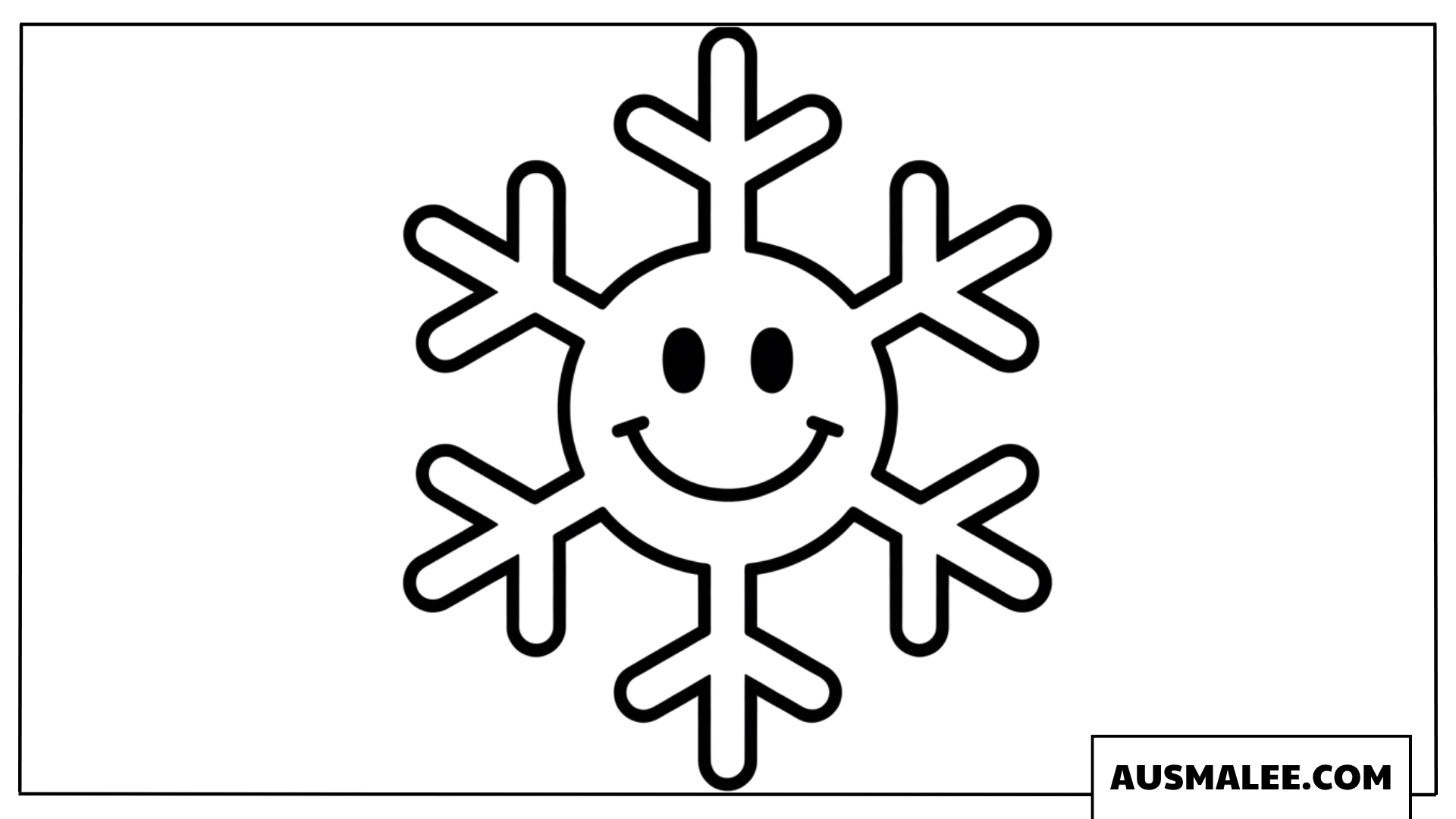 Einfache Schneeflocke mit Smiley Ausmalbild