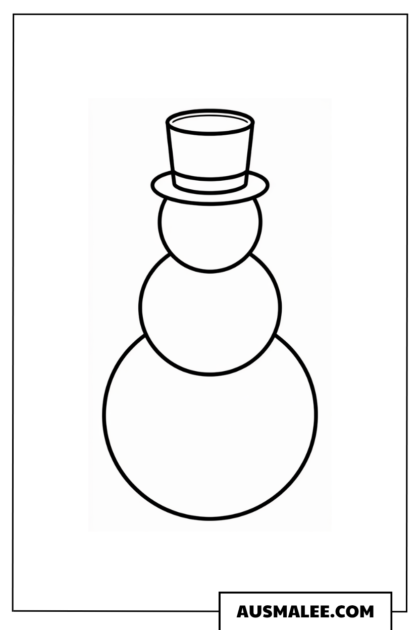 Einfacher Schneemann mit Zylinder ausmalbild