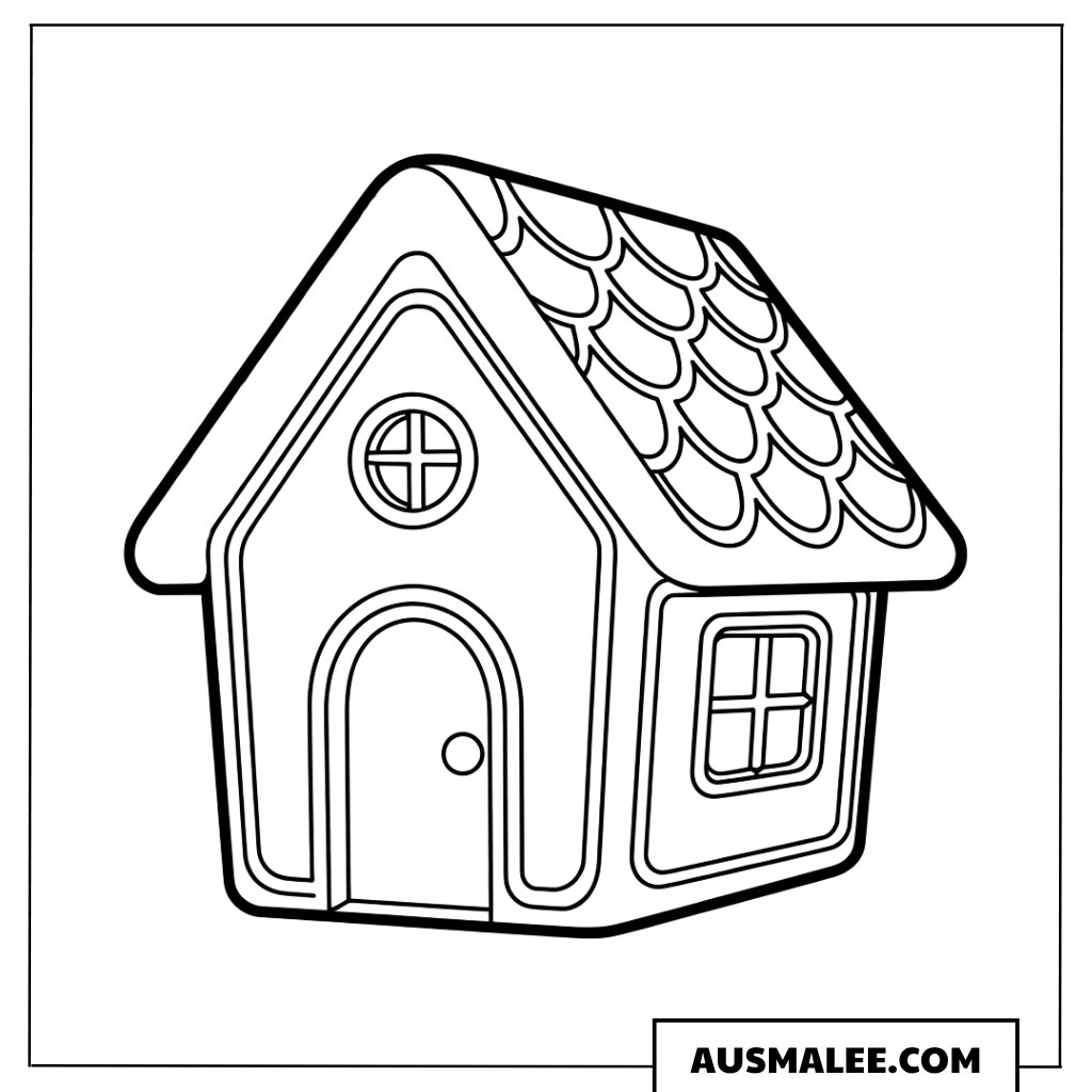 Einfaches Lebkuchenhaus Ausmalbild