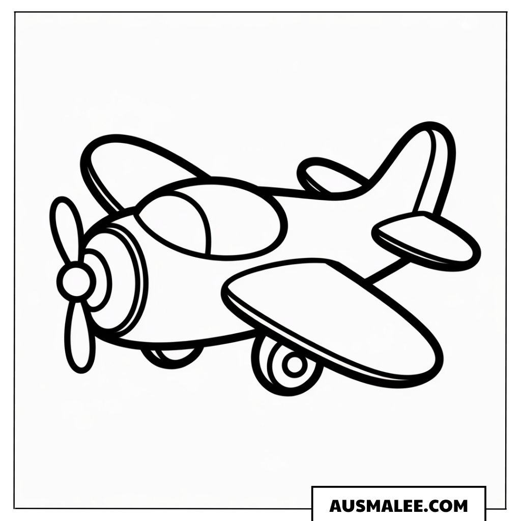 Einfaches Propellerflugzeug Ausmalbild für Kinder