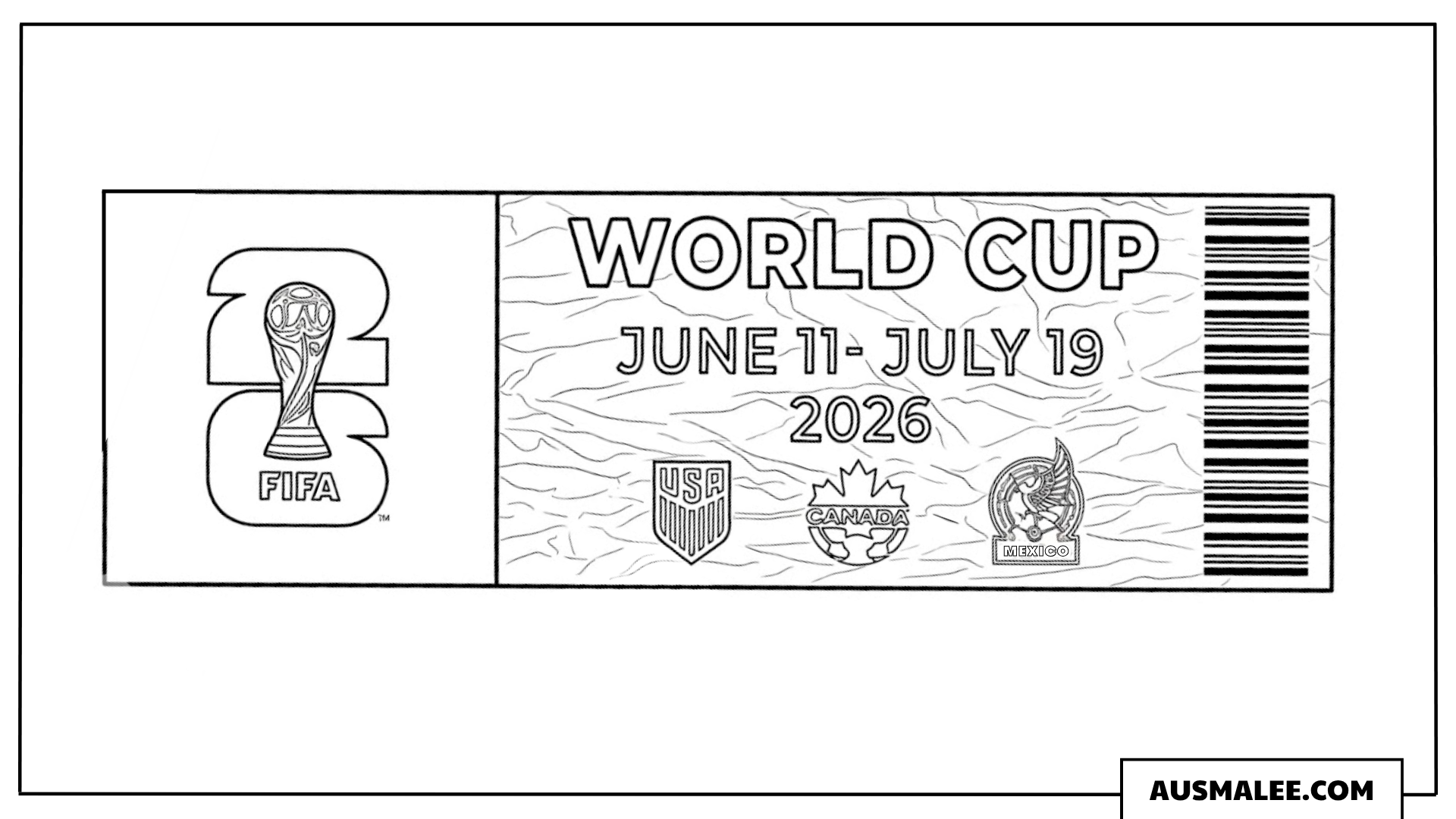 Eintrittskarte FIFA World Cup 2026 Ausmalbild