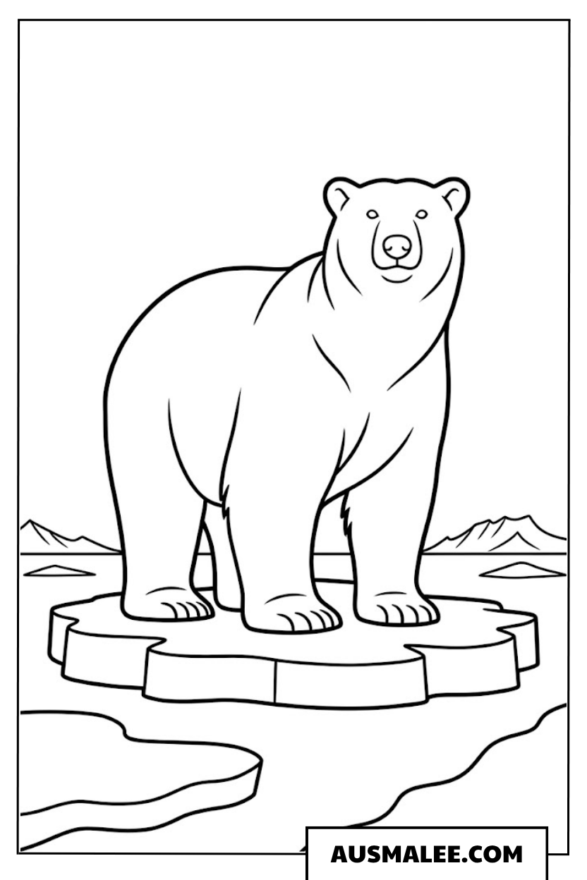Eisbär auf der Eisscholle ausmalbild