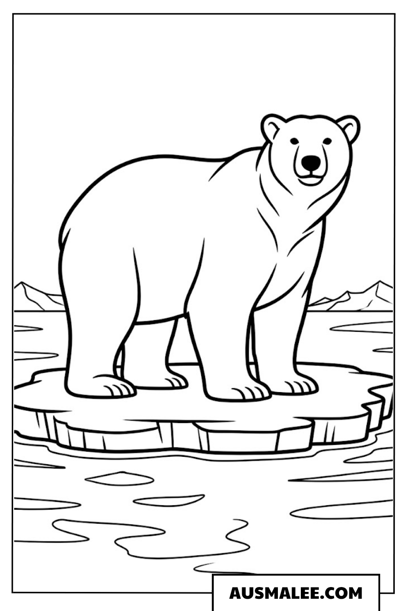 Eisbär auf der Eisscholle ausmalbild