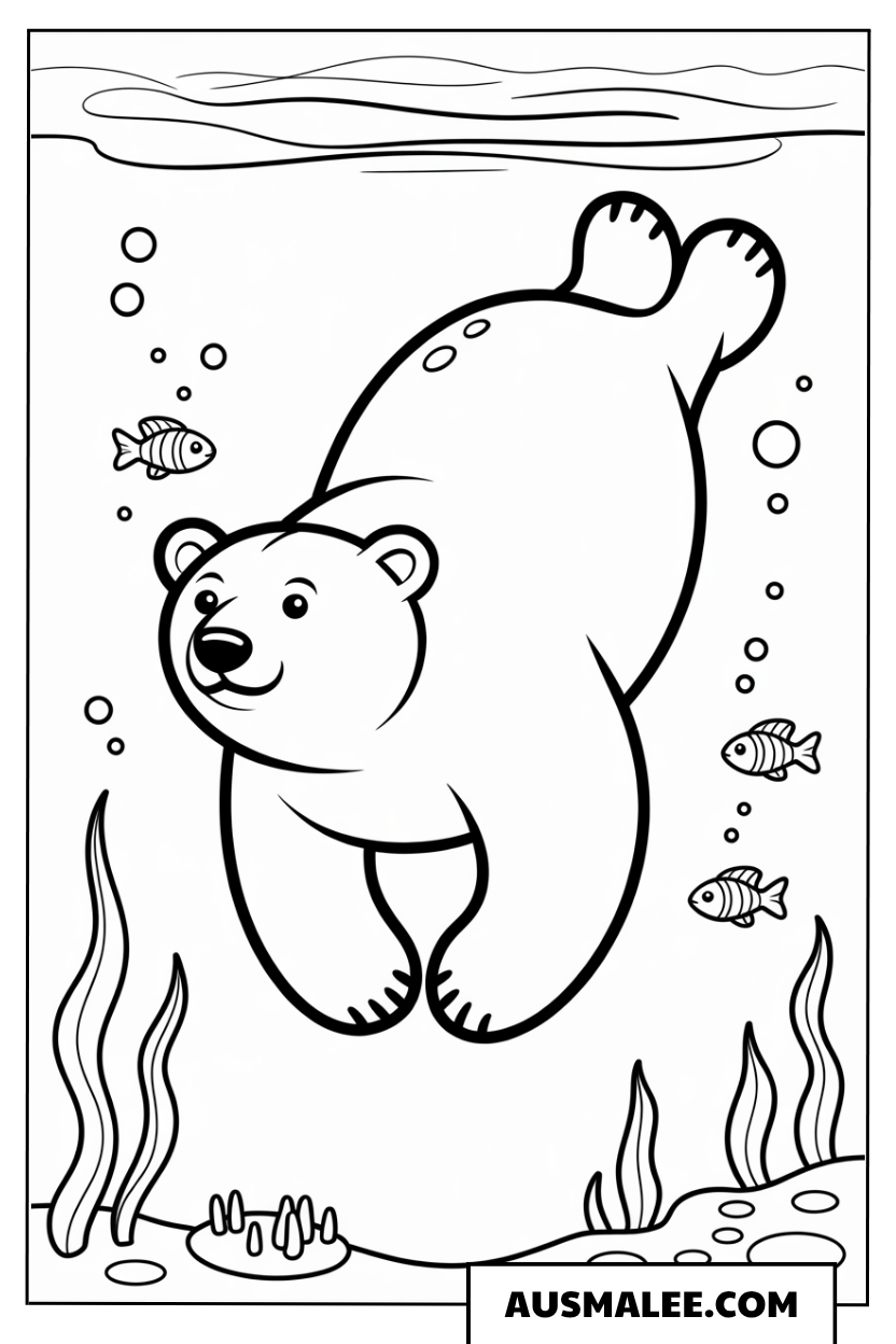 Eisbär beim Schwimmen ausmalbild