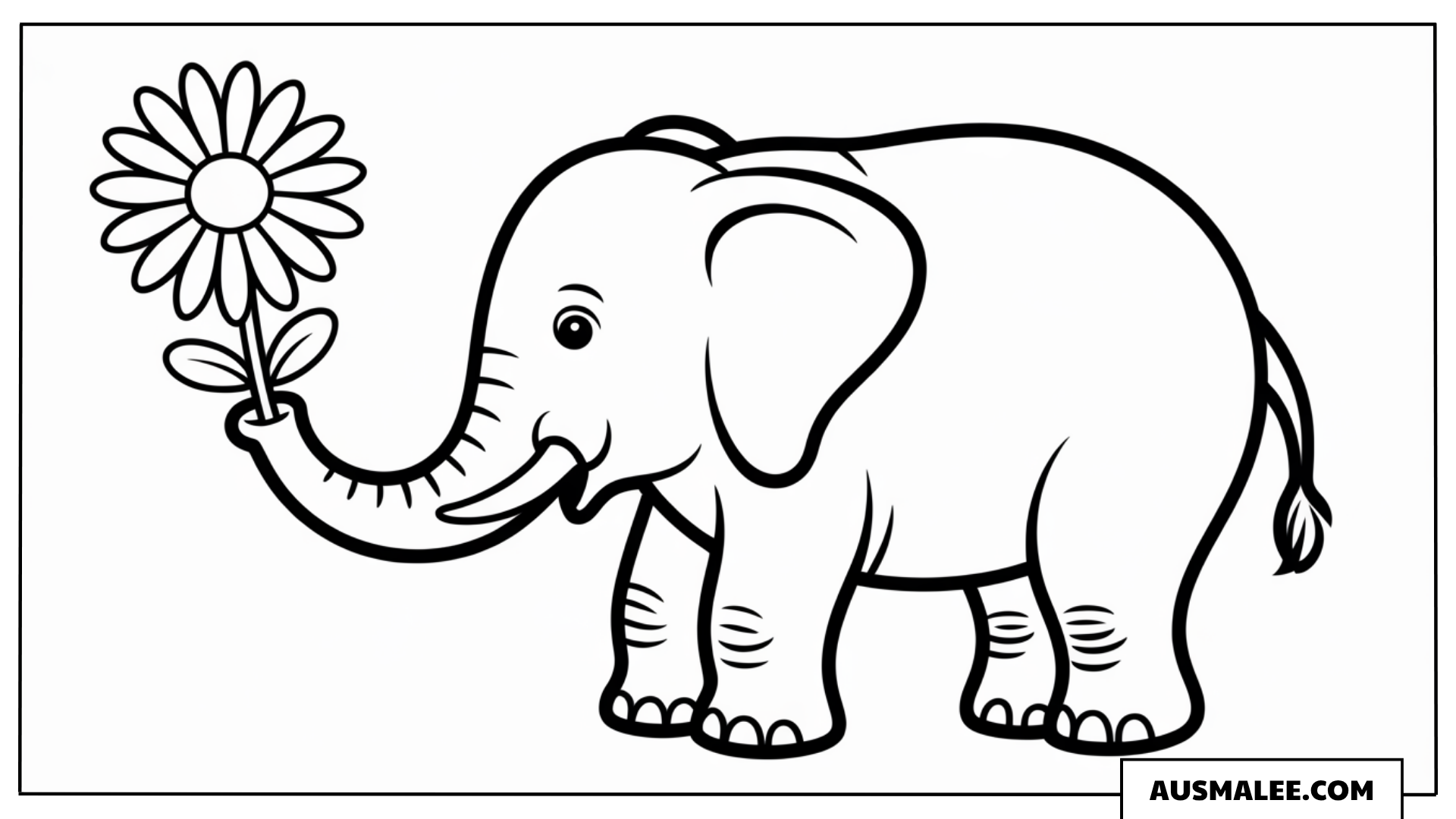 Elefant mit Blume ausmalbild