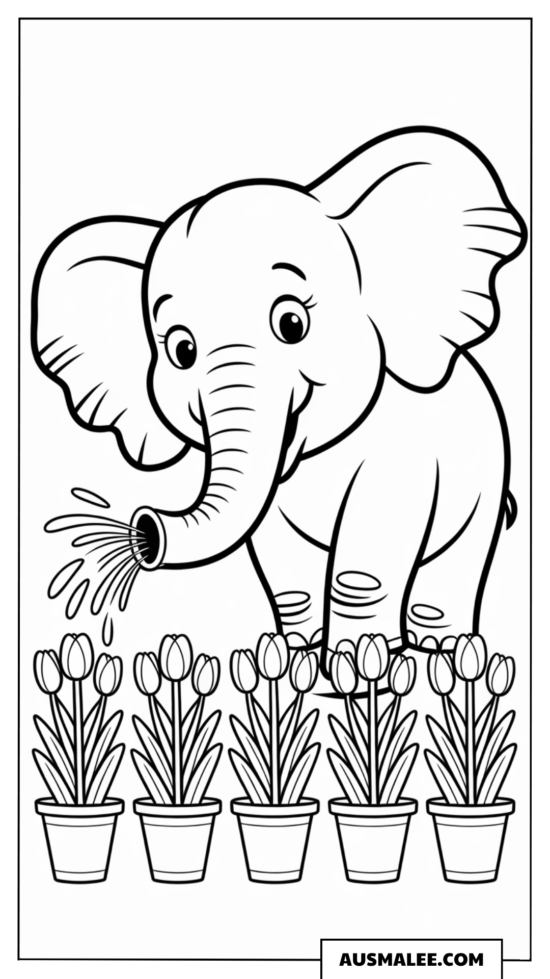 Elefant mit Blumen ausmalbild