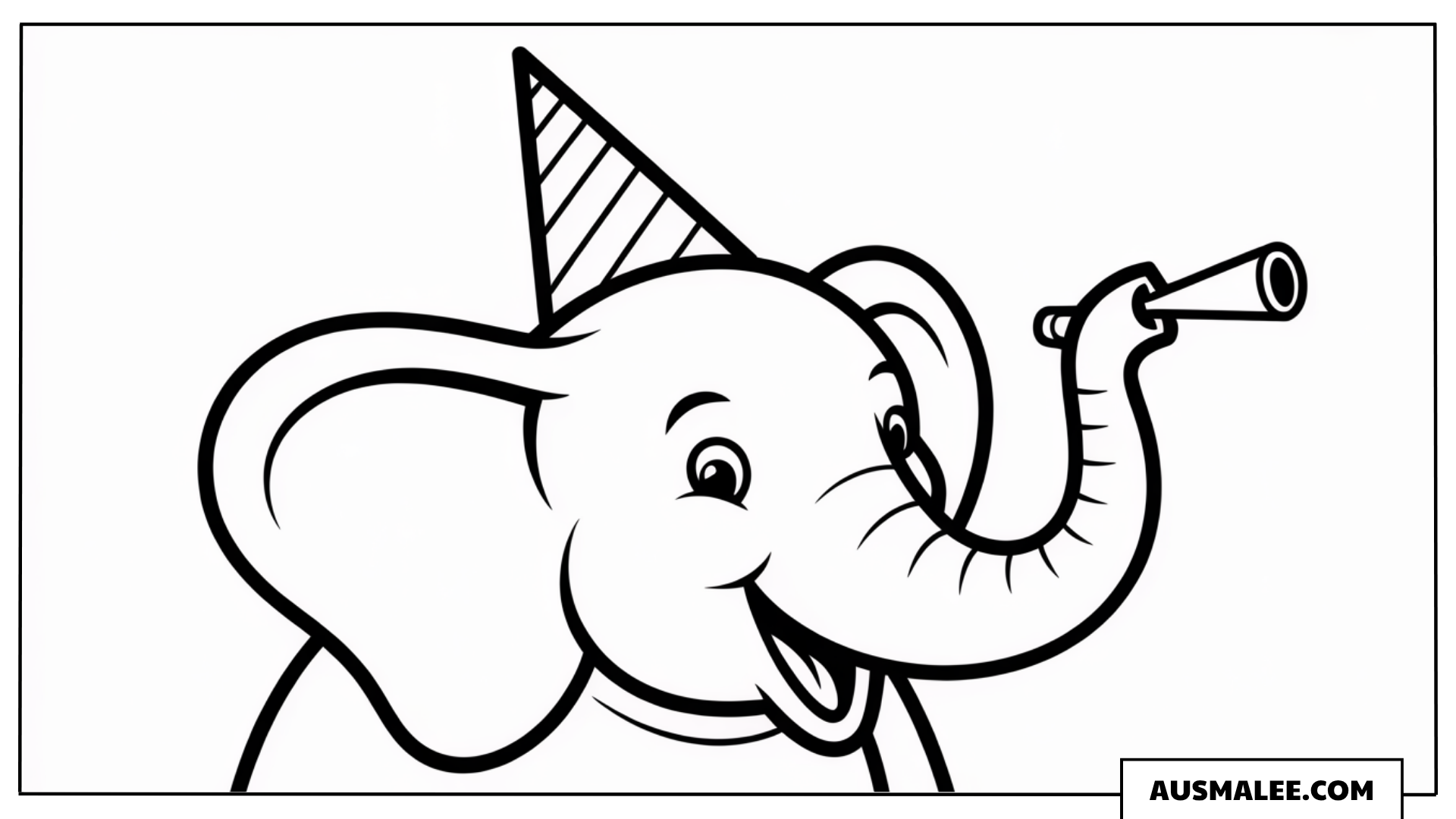 Elefant mit Partyhut und Fernrohr ausmalbild