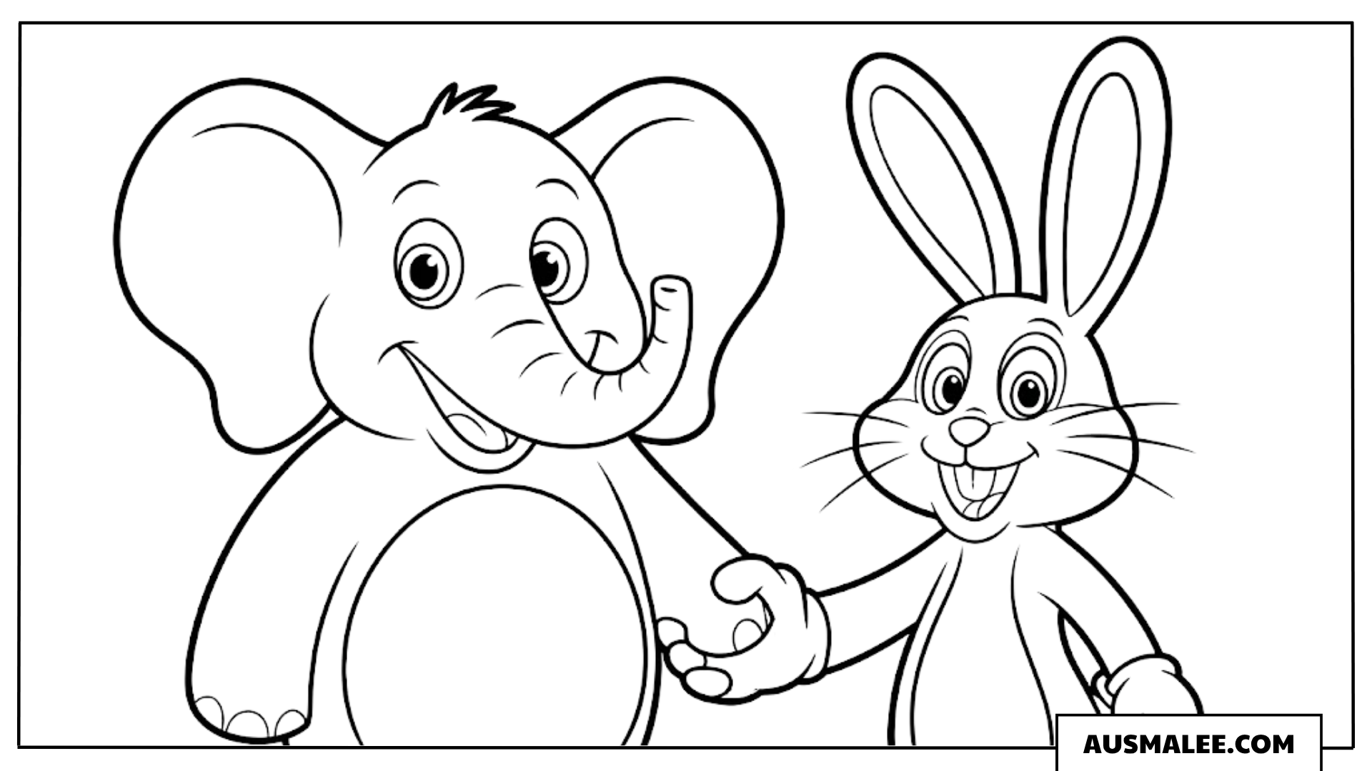 Elefant und Hase als Freunde ausmalbild