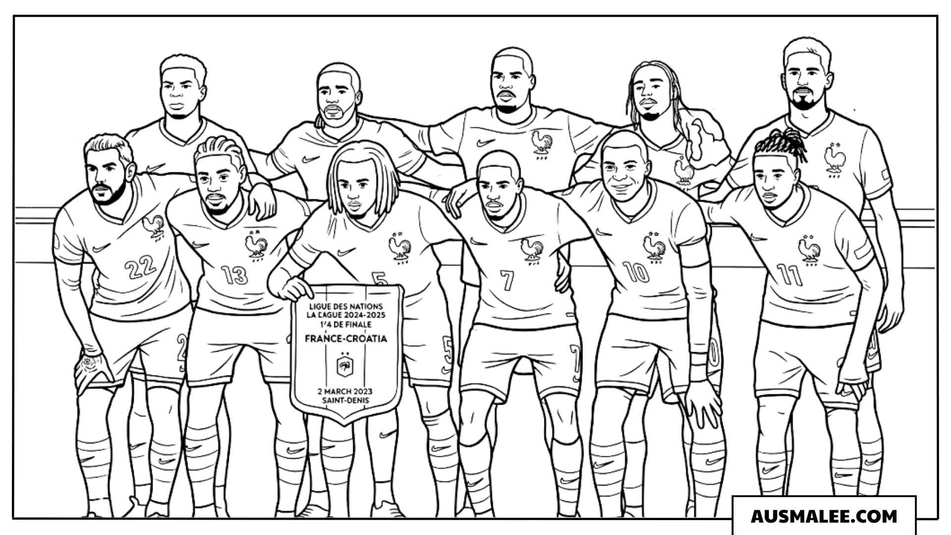 Frankreich Nationalmannschaft Gruppenfoto Ausmalbild