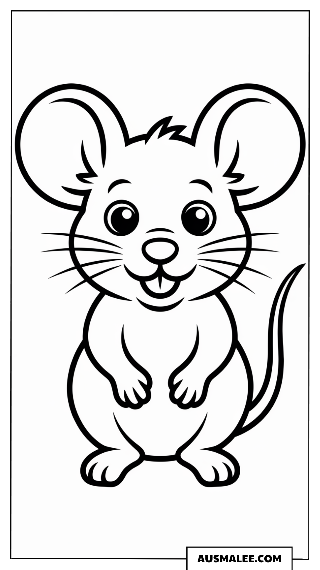 Fröhliche stehende Maus ausmalbild