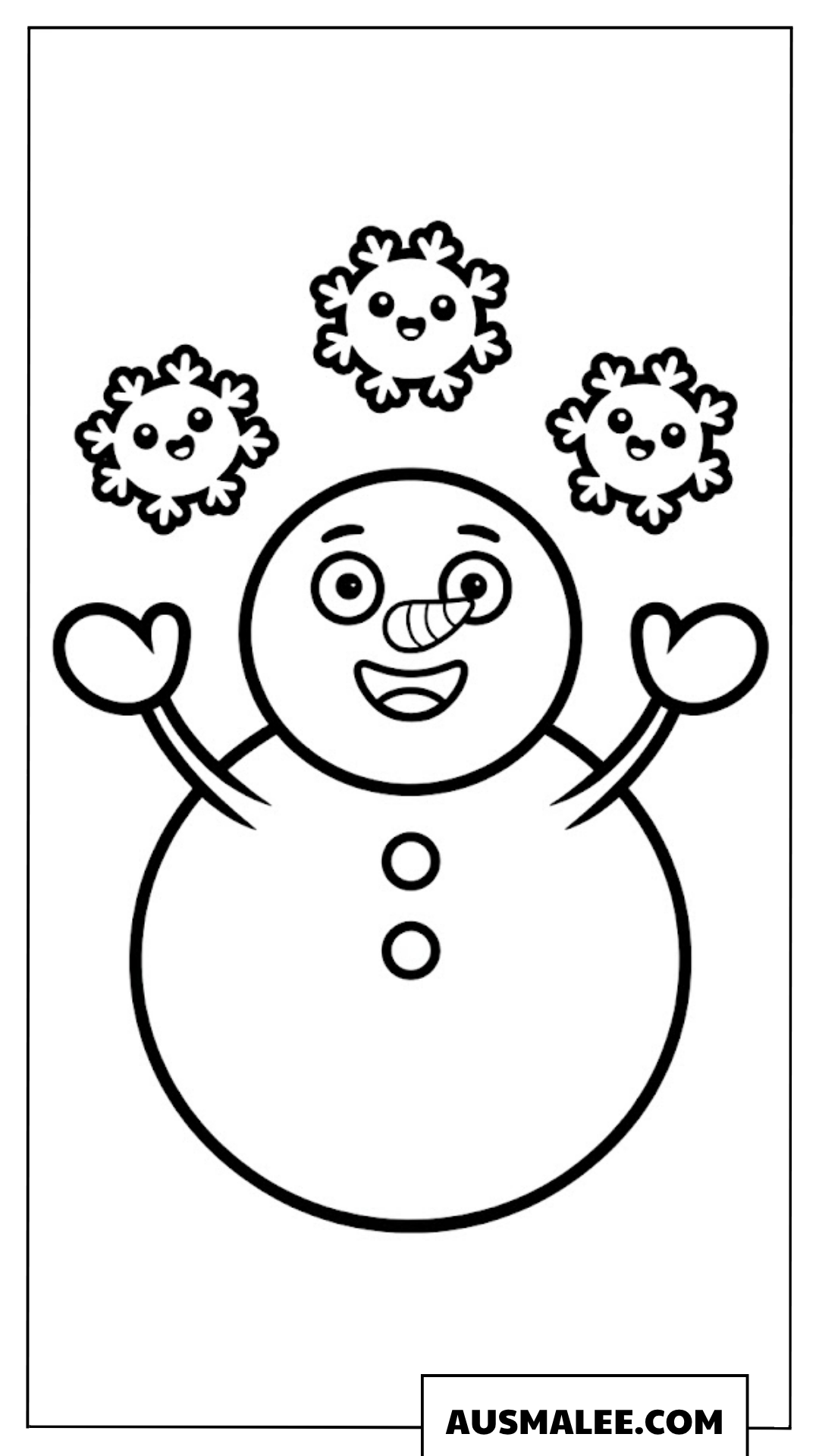 Fröhlicher Schneemann Ausmalbild