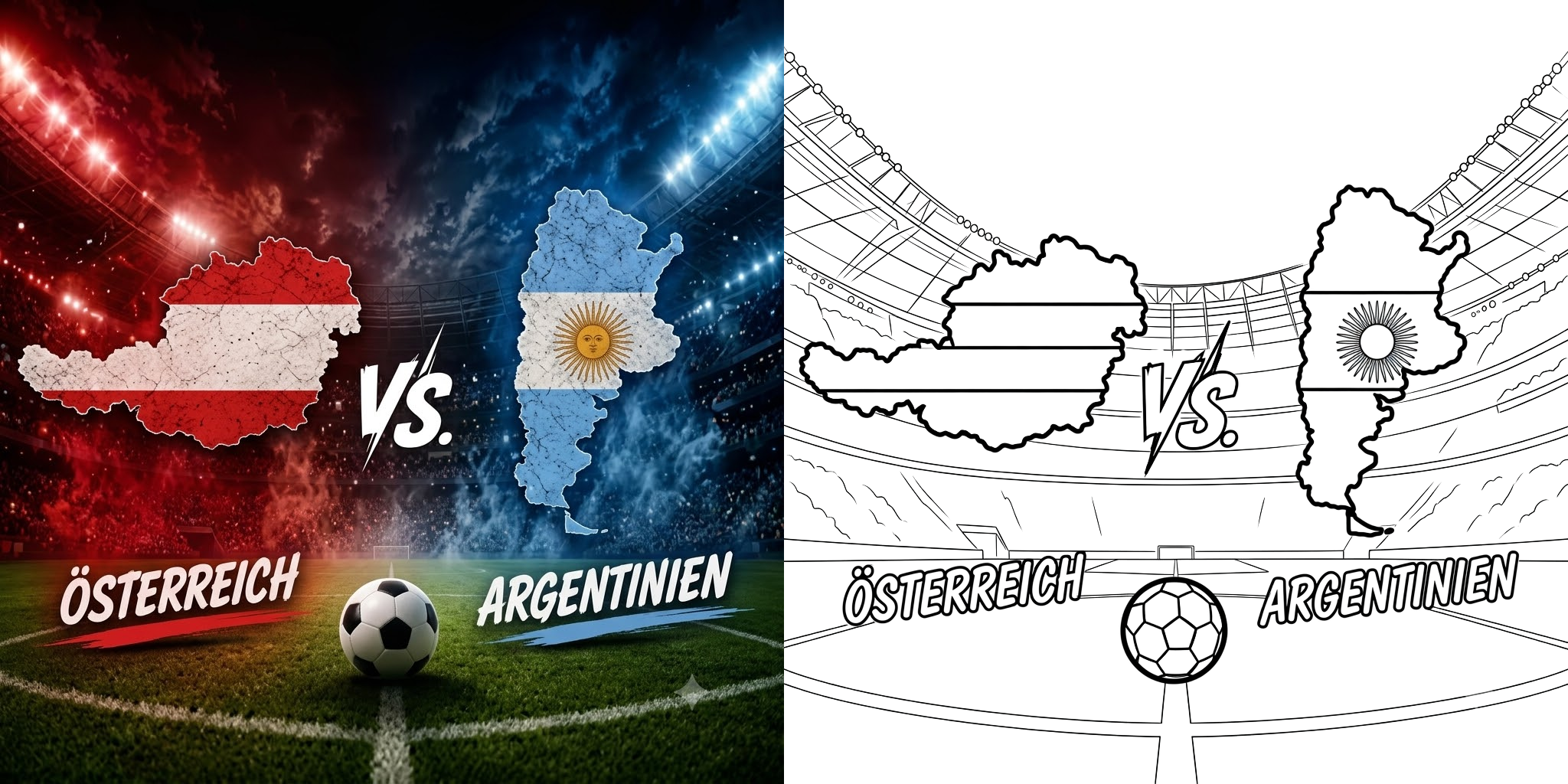 ft - Fußball WM 2026: Argentinien gegen Österreich Ausmalbilder ft