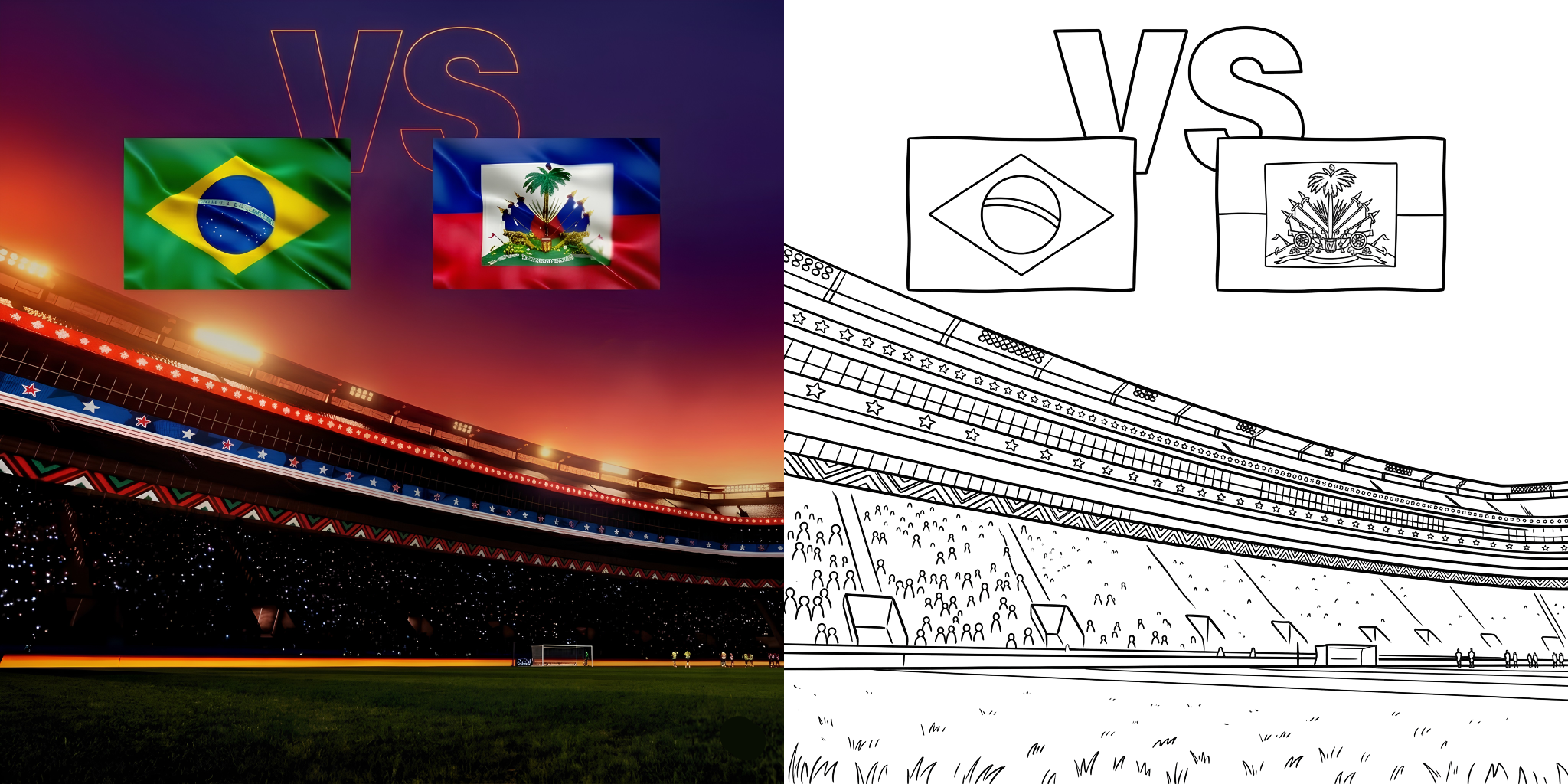ft - Fußball WM 2026: Brasilien gegen Haiti Ausmalbilder ft