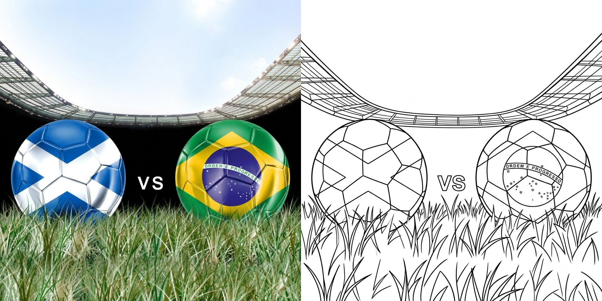ft - Fußball WM 2026: Brasilien gegen Schottland Ausmalbilder ft