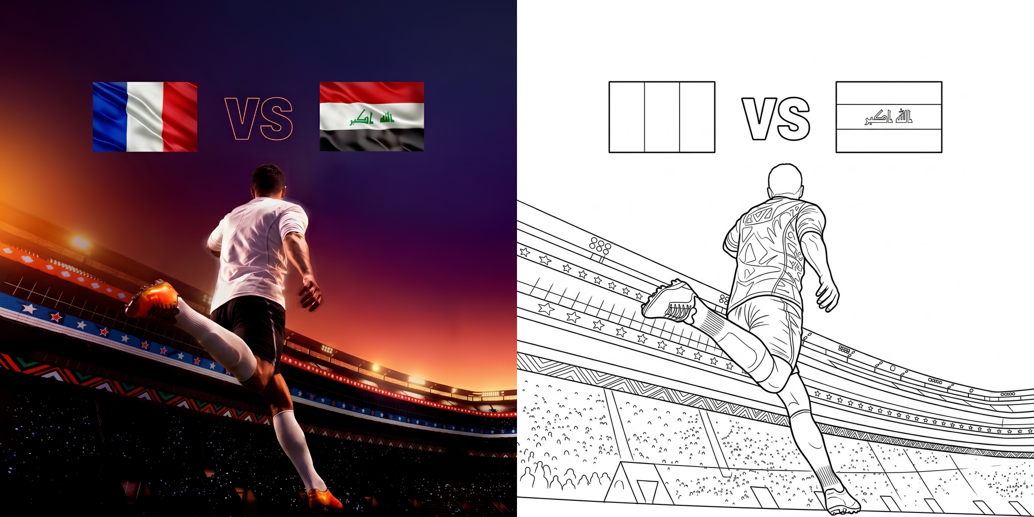 ft - Fußball WM 2026: Frankreich gegen Irak Ausmalbilder ft