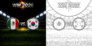 ft - Fußball WM 2026: Südkorea gegen Mexiko Ausmalbild ft